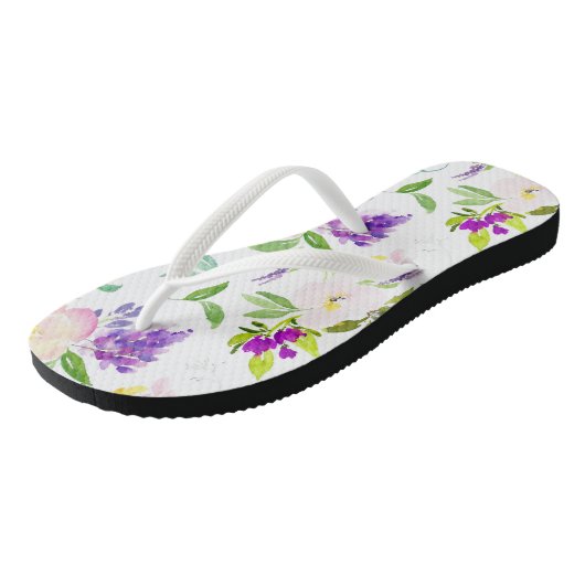 優美な水彩花 | 牡丹とウィステリア ビーチサンダル (アングル)