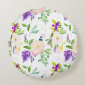 優美な水彩花 | 牡丹とウィステリア ラウンドクッション (裏面)