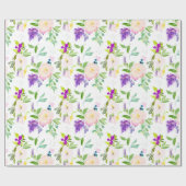 優美な水彩花 | 牡丹とウィステリア ラッピングペーパー (フラット)