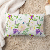 優美な水彩花 | 牡丹とウィステリア ランバークッション (ブランケット)