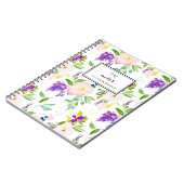 優美な水色の牡丹と藤の模様 ノートブック (左側)