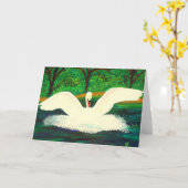 優美な白鳥-挨拶状 カード (黄色い花)