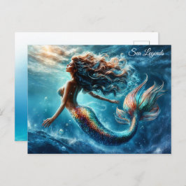 優美な神秘の海の人々の人魚のシーン ポストカード