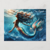 優美な神秘の海の人々の人魚のシーン ポストカード (正面)