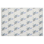 優美な空：青みがかった百日鶴 ファブリック (ファットクウォーター)