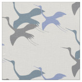 優美な空：青みがかった百日鶴 ファブリック (クローズアップ)