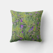 優美な紫の花を持つグリーンつる植物 クッション (裏面)