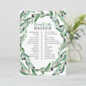 優美な緑の草木のブライダルは彼女むしろ梳きます 招待状 (スタンド正面)