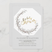 優美な花ベビーシャワー招待状 招待状 (正面/裏面)