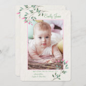 優美な花写真誕生のお知らせ 招待状 (正面/裏面)