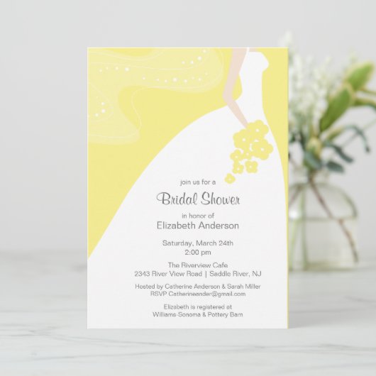 優美な花嫁のブライダルシャワーの招待状の黄色 招待状 (スタンド正面)