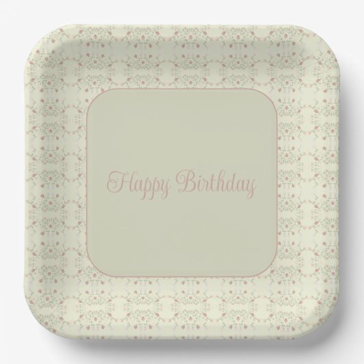 優美な花柄 ペーパープレート (正面)