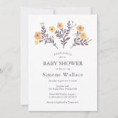 優美な花模様エレガントシックカスタムベビーシャワー 招待状 (正面)