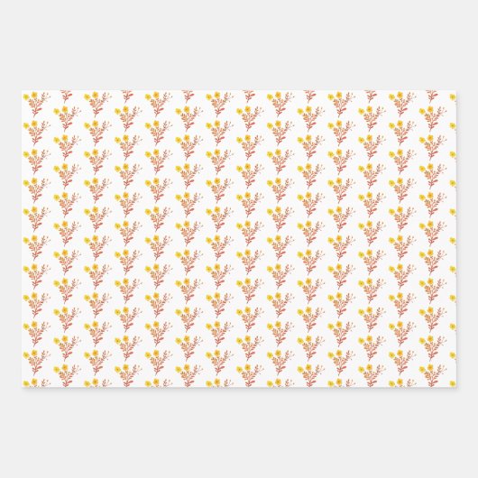 優美な花模様エレガントシンプルシックギフト ラッピングペーパーシート (正面3)