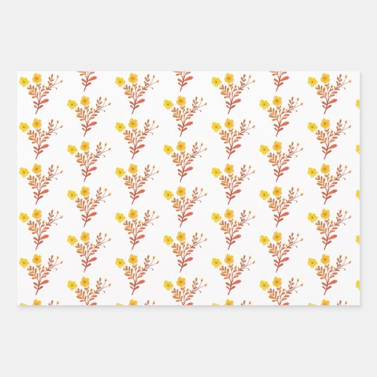 優美な花模様エレガントシンプルシックギフト ラッピングペーパーシート (正面)