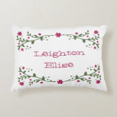 優美な花模様パーソナライズされた装飾枕 アクセントクッション (正面)