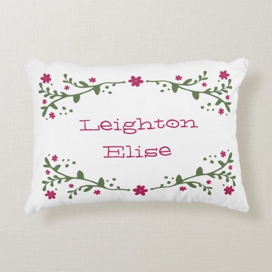 優美な花模様パーソナライズされた装飾枕 アクセントクッション (正面)