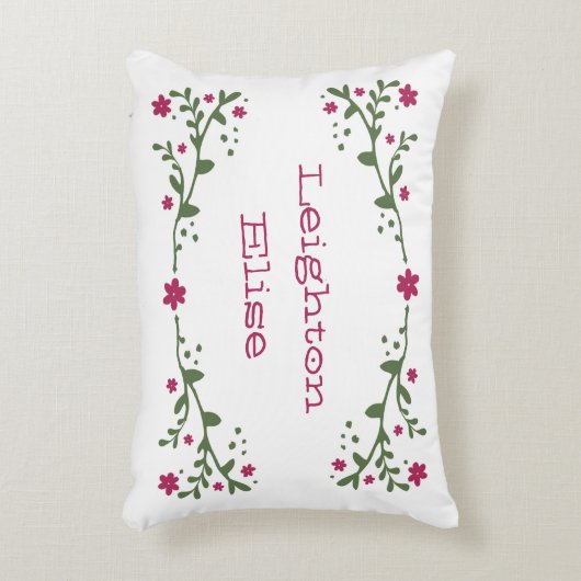 優美な花模様パーソナライズされた装飾枕 アクセントクッション (正面(垂直))