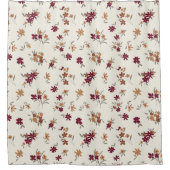 優美な金ゴールドマルーンフローラルパターン シャワーカーテン (正面)