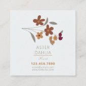 優美な金ゴールドマルーンフローラルパターン スクエア名刺 (裏面)