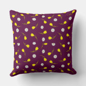 優美な黄色のフローラ繰り返しパターンアート クッション (裏面)