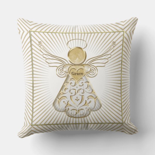 優美の幾何学的な休日のクリスマスの天使 クッション (裏面)