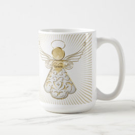 優美のSunraysの金ゴールドのクリスマスの天使 コーヒーマグカップ