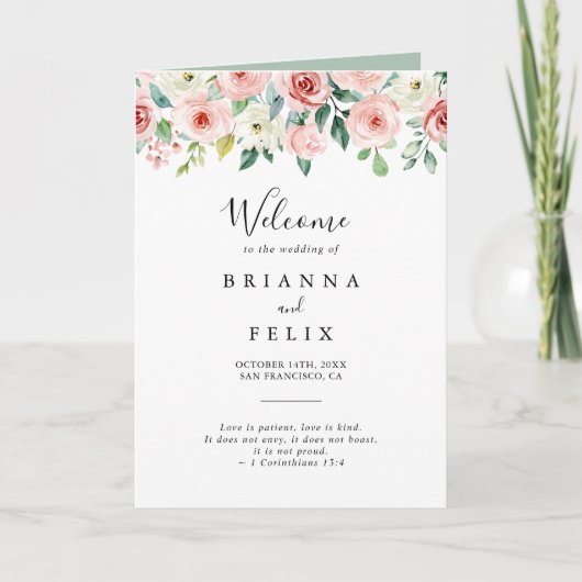 優美エレガントな秋のフローラが折り畳ま結婚れた プログラム (正面)