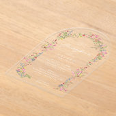 優美エレガントフローラ春ブライダルシャワーアーチ アクリル招待状 (レイダウン)