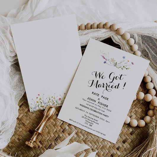 優美カラフルな野生の結婚花 招待状