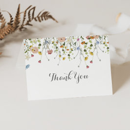 優美カラフルな野生の花が折り結婚た サンキューカード