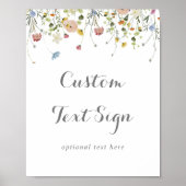 優美カラフルな野生の花カスタム文字標識 ポスター (正面)