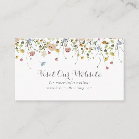 優美カラフルな野生の花結婚のウェブサイト エンクロージャーカード (正面)