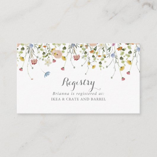 優美カラフルな野生の花結婚のギフト登録 エンクロージャーカード (正面)