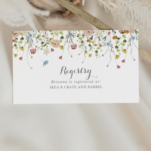 優美カラフルな野生の花結婚のギフト登録 エンクロージャーカード