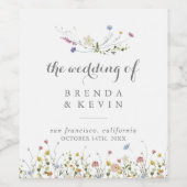 優美カラフルな野生の花結婚のワインラベル ワインラベル (シングルラベル)