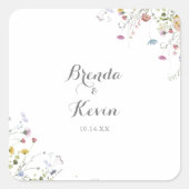 優美カラフルな野生の花結婚の封筒用シール スクエアシール (正面)