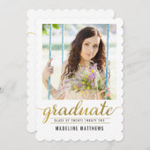 優美スクリプト編集可能カラー卒業カード 招待状 (正面/裏面)