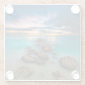 優美湾|のトルコ人及びCaicos上の美しい日没 ガラスコースター (裏面)