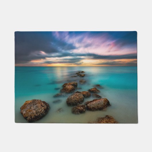 優美湾|のトルコ人及びCaicos上の美しい日没 ドアマット (正面)