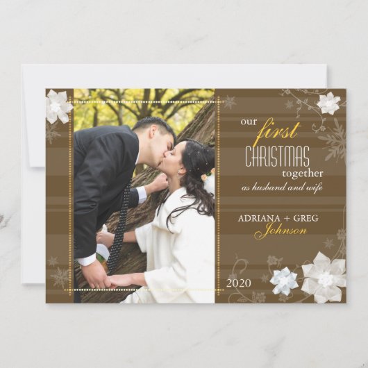 優美私達の一緒の初めてのクリスマスの写真 シーズンカード (正面)