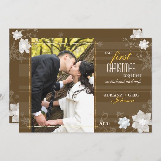 優美私達の一緒の初めてのクリスマスの写真 シーズンカード (正面/裏面)