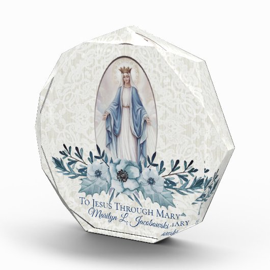 優美|聖母マリア|のレースの青い花柄|の女性 フォトブロック (右)