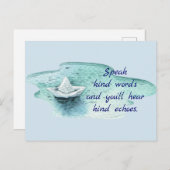 優話意ワード引用文と紙船はがき ポストカード (正面/裏面)