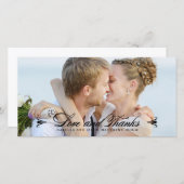 優雅さ | お礼結婚の写真カード – 黒 サンキューカード (正面/裏面)