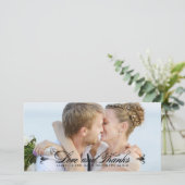 優雅さ | お礼結婚の写真カード – 黒 サンキューカード (スタンド正面)