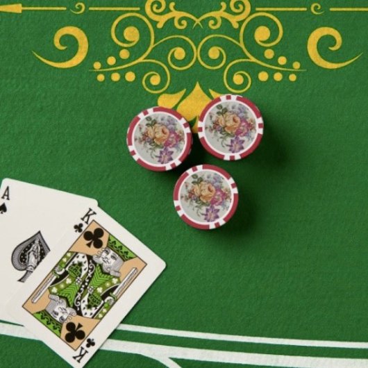 優雅さ：ポーセレン風の花柄ポーカーチップス ポーカーチップ