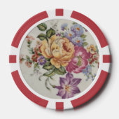 優雅さ：ポーセレン風の花柄ポーカーチップス ポーカーチップ (正面)