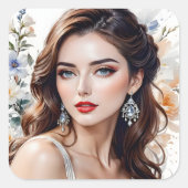 優雅さ、美しい、至福は全て可能な言葉である スクエアシール (正面)