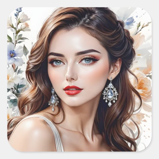 優雅さ、美しい、至福は全て可能な言葉である スクエアシール (正面)